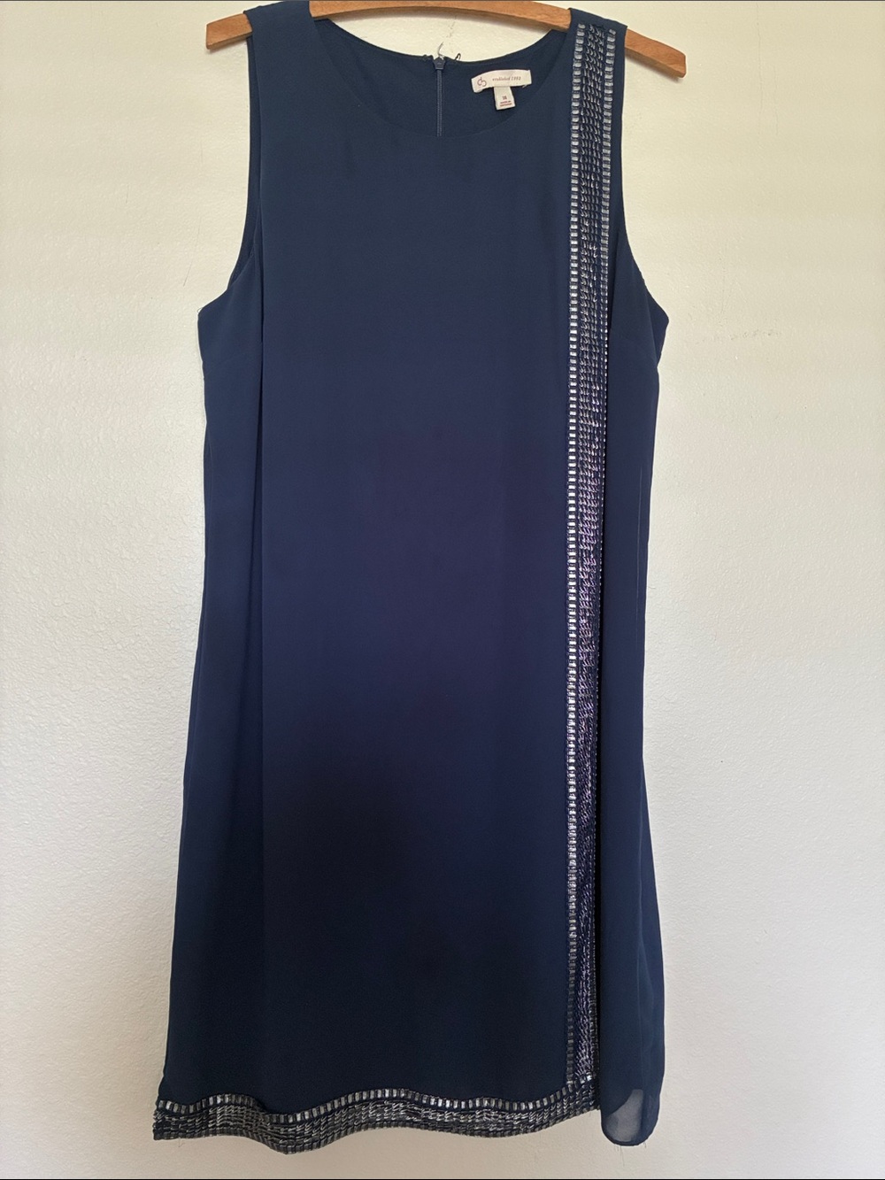 C B Established 1962 Navy Blue Dress Size 14 – Metallic Trim – Lined